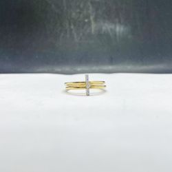 14k Solid Doble Ring With Bar