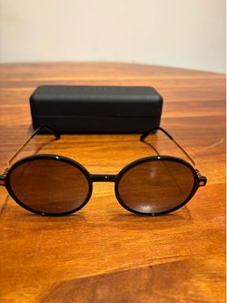 MYKITA LITE ANANA Sunglasses Champagne Gold Brown Lenses Round Frame 140mm