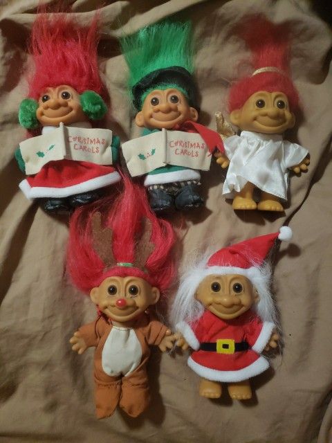 vintage christmas russ trolls bundle of 6 pc