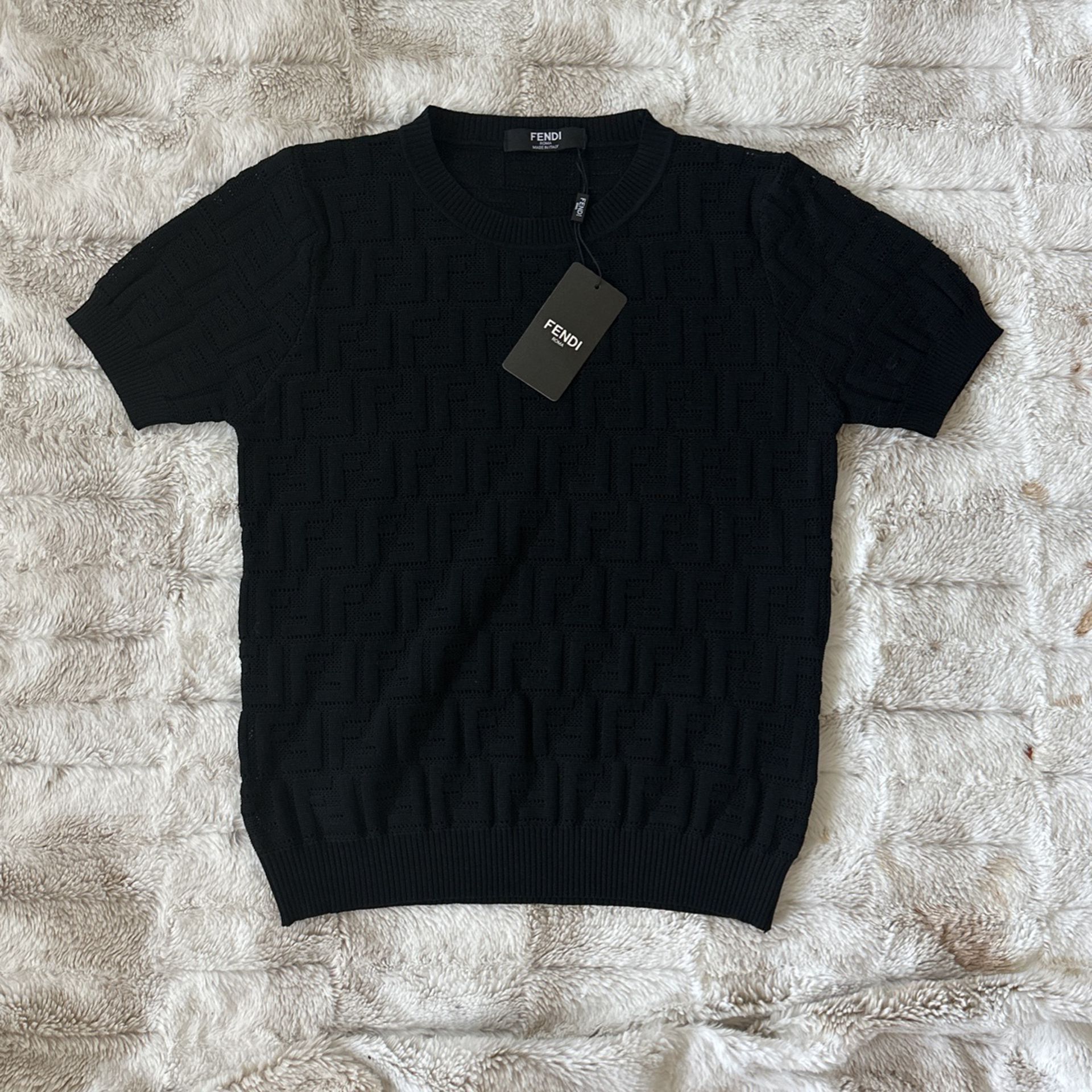 Black Fendi Short Sleeve Sweater Large 