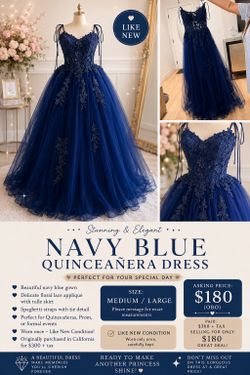 Beautiful Navy Blue Quinceañera / Formal Dress – Like New! ✨
