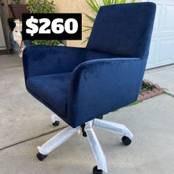 Brand New. Midnight Blue Velvet Mid Century Modern Office Chair. Retails over $550.