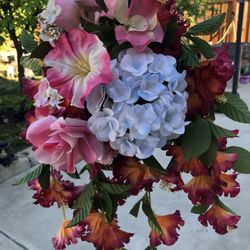 Fake Flowers With Basket 
