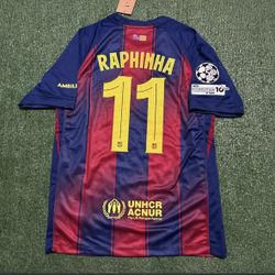 Nike 2025-26 FC Barcelona Raphinha 11 Champions League Home Fan Version Jersey