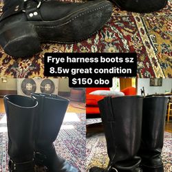 Black Harness Frye Boots Sz 8.5 Women Great Condition