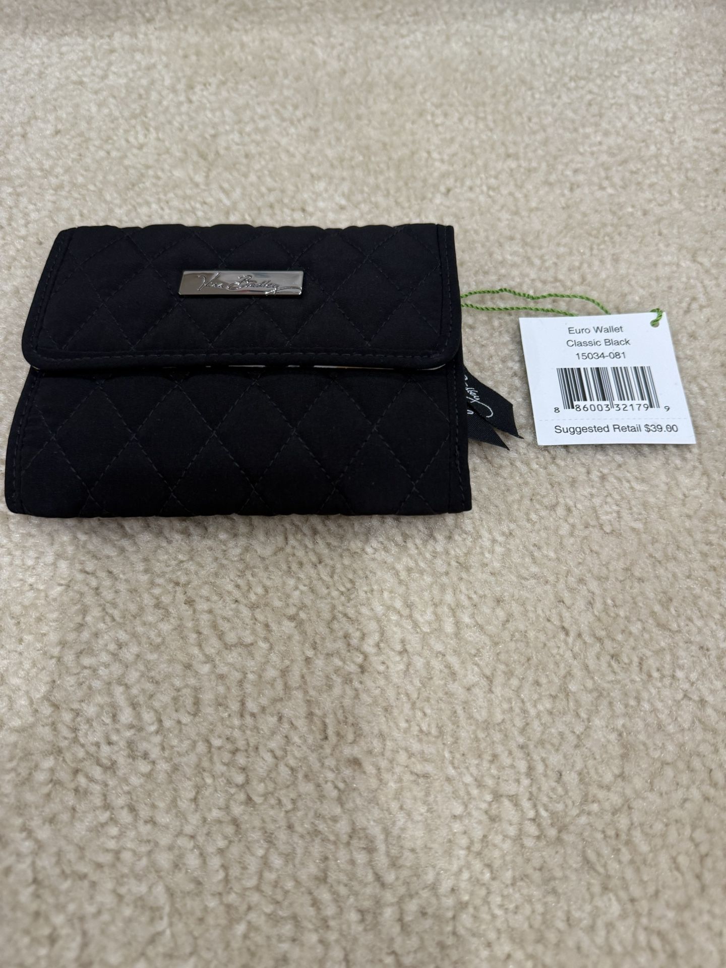 New Vera Bradley Euro wallet in black