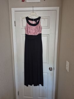 Size 8 Pink Top Black Long Dress