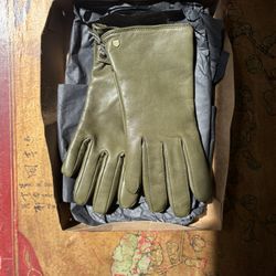 Brand New Olive Green Leather Gloves – Size 6
