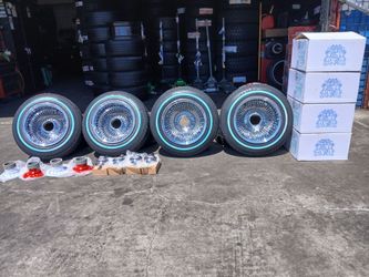 Wire Wheels 13x7 Chrome And Tires 155 80R13 Remington White Walls $1350 set of four 👌