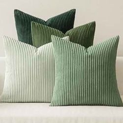 MIULEE Stylish Nordic Sage Green, Forest Greens Pillow Covers. 18”X18”. Inserts Not Included. 4 Pack.