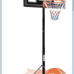 DUMOS 10FT Adjustable Height Portable Basketball Hoop Outdoor for Adult, 44 Inch Shatterproof Backboard w/Shock Absorbent Rim, Fillable Base, 2 Wheels