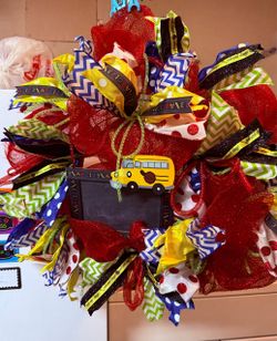 Back to School Decorative Deco Mesh Wreath