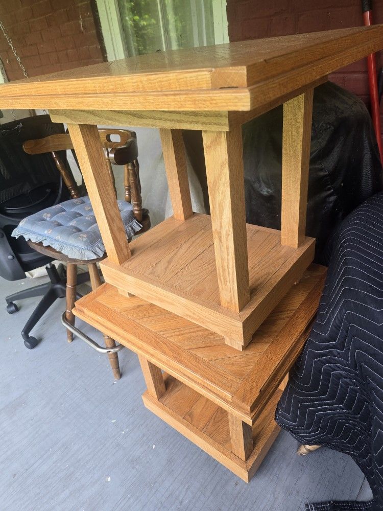 Two Solid Wood End Tables