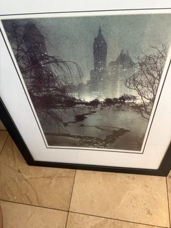 Beautiful Painting of New York City in 1945. Frame is high quality. Purchased at Zgallerie.