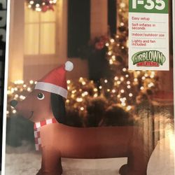 Christmas Wiener Dog Blow Up Decoration 