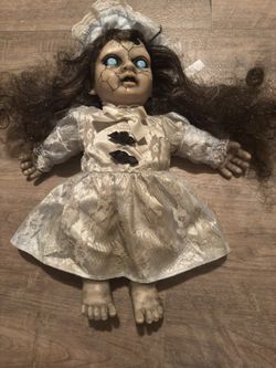 Spirit Halloween Haunted Decrepit Doll Talking Scary Prop 15"