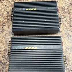 pair of vintage Carver M-2060 Car Audio 2 Channel Amplifier Amps