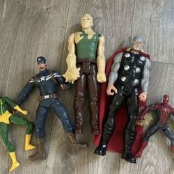 5 Action Heroes Figures Thor Captain America Spider-Man Electro Sandman