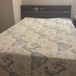Beautiful Queen Size Bed With  Frame , Box Spring, Memory Foam Mattress. Whole Set . No Children No Smoking, Very Clean. 
