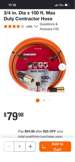 Husky Max Duty Contractor Hose 3/4 in x 100 ft