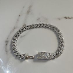925 Sterling Silver Cuban Bracelet VVS