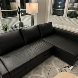 IKEA Friheten Sleeper Sofa in Black Leather