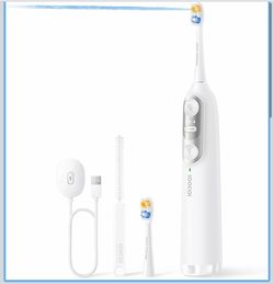 NEOS II Electric Toothbrush with Water Flosser Combo, Pearl White 2-in-1 brushing and flossing for daily gum care and braces, space-saving, 30-day bat