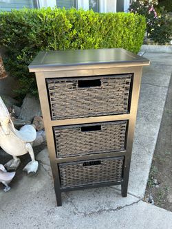 Wood Stand with Wicker Drawers!