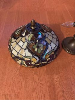 Vintage Tiffany Style Floral Stained Glass Lamp Shade Multicolor