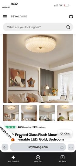 French Frosted Glass Flush Mount Ceiling Light,