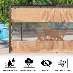 New Outdoor Clear Panel Curtain, 18 oz Waterproof PVC Polyester Curtain,  Gazebos, Pergolas, Privacy Screen
