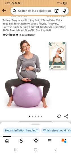 Preanancy Birthina Ball. 1.7mm Extra Thick Yoga Ball for Maternity, Labor, Physio, Recovery, Exercise Guide & Dailvy Comfort Tips for All Trimesters, 
