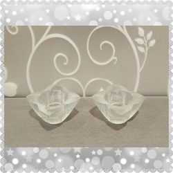 PAIR OF HEAVY DUTY GLASS CANDLESTICK HOLDERS
