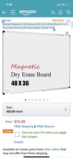 XBoard Magnetic Whiteboard 48 x 36, White Board 4 x 3, Dry Erase Board with Detachable Marker Tray. (READ DESCRIPTION)