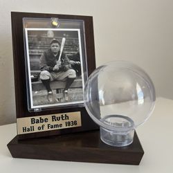 Baseball Display Case w/ Babe Ruth Photo