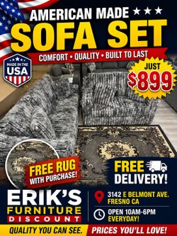 New corduroy sofa and loveseat free rug and free delivery