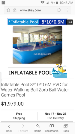 Inflatabke pool with 4 walking water balls