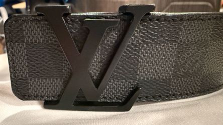 Louis Vuitton Men's Black Check 40mm Belt Size 100 LV Logo Buckle Adjustable