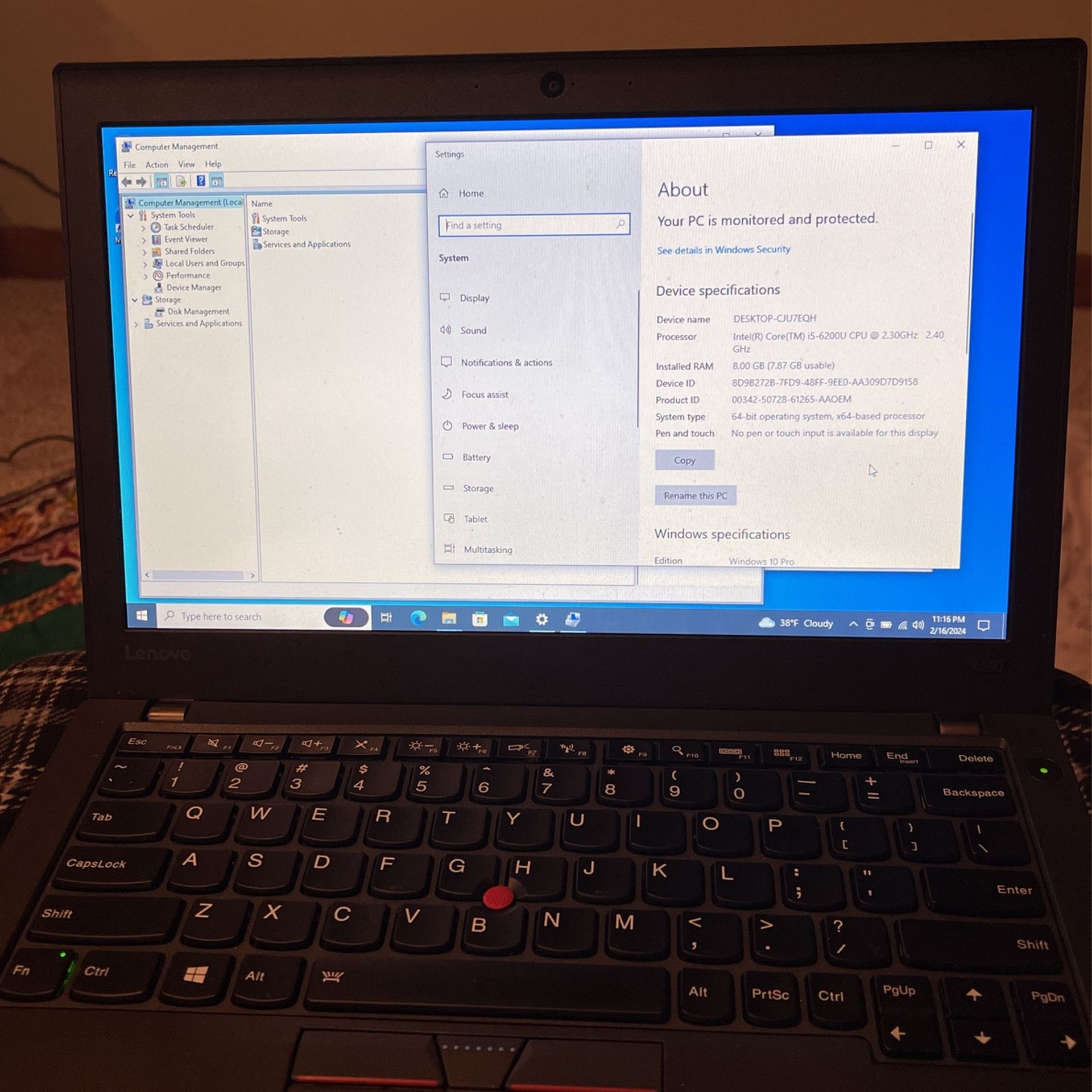 IBM Lenovo 12” Laptop  X260