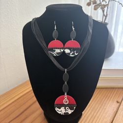 Polymer Clay earrings and necklace.