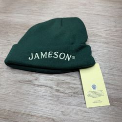 Jameson Irish Whiskey Green Beanie Hat Cap Unisex One Size Cuffed Knit NWT.