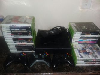 Xbox 360 S With 3 Controllers and Lots of games