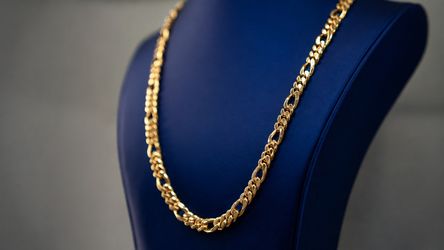 Handmade Miami Figaro Link Chain - 8MM 22” - 14K Gold Over .950 Silver