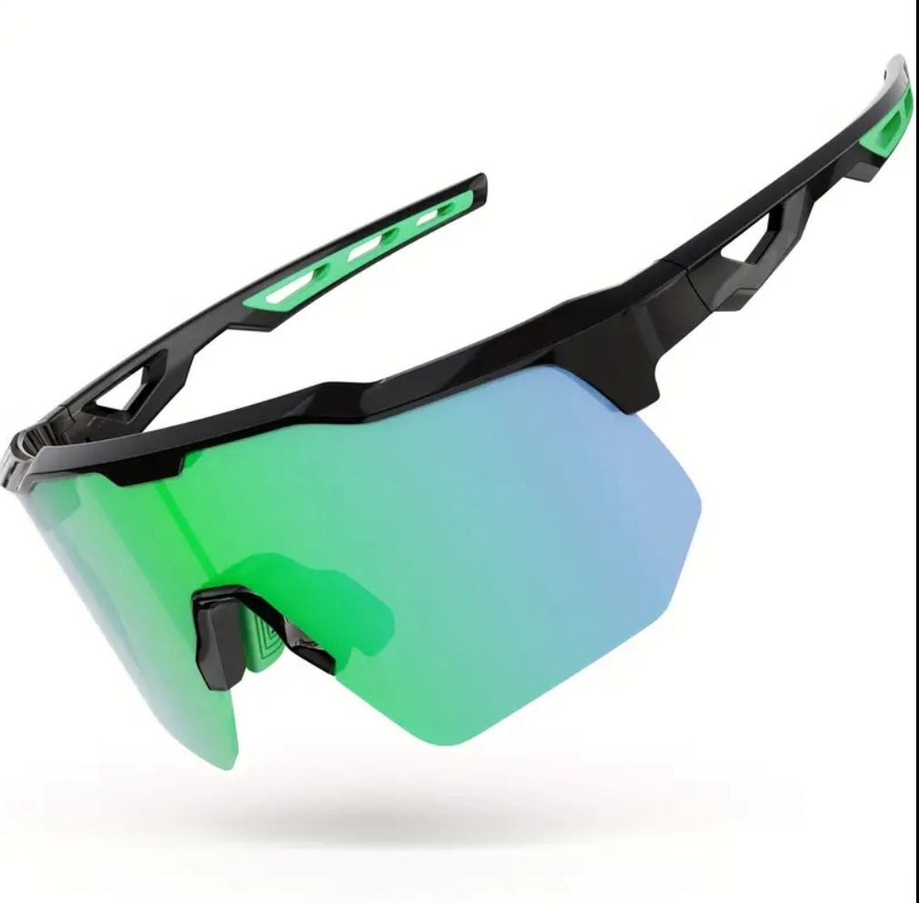 Green & Black Polarized Sunglasses For Skating Biking etc