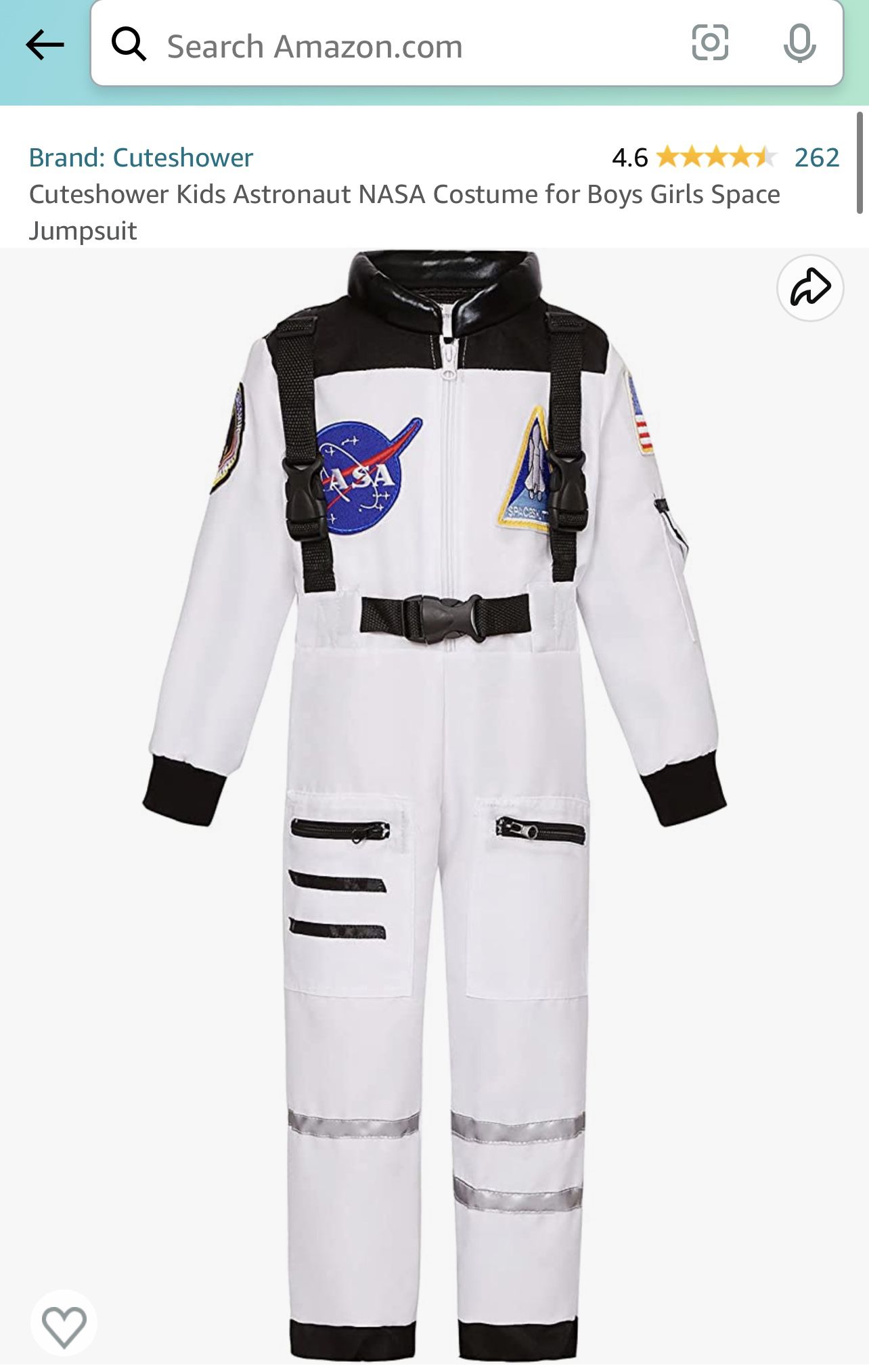 New- Boys NASA Costume- For 8-10 Year Olds 