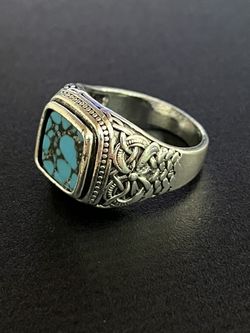 Silver And Turquoise Mens Ring