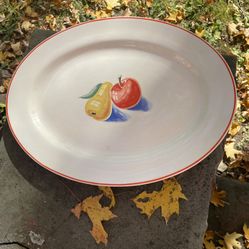 1939 Homer Laughlin Bakerite Oven Tested approx. 14” Oval Platter Fruit Pattern