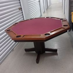 2 in 1 – 54” Octagon Poker & Dining in Burgundy Wood Pre-owned As Is $350 OBO 