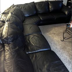 Black Leather Sectional Couch – 11ft x 7ft  FREE