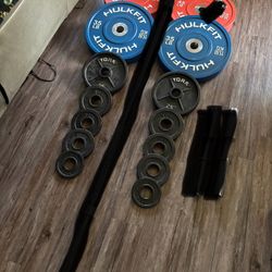 HULKFIT Bumper Weights With Metal YORK Plates 2x45, 2x35, 2x25, 2x10, 4x5 And 2x2.5 Lbs $260  Firm 